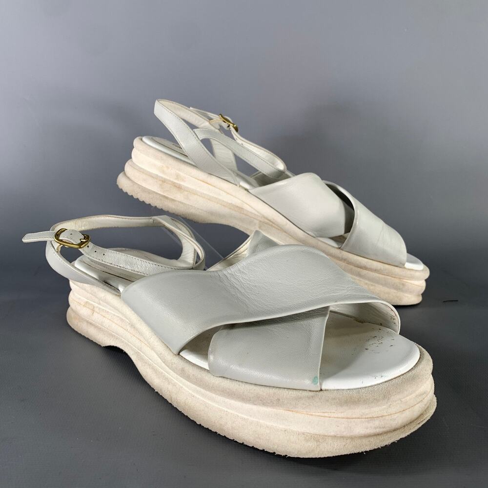 DRIES VAN NOTEN Size 8 White Leather Sandals